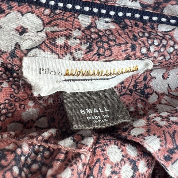Anthropologie Pilcro Pink Floral Sasha Smocked Button Down Shirt Blouse S - Picture 9 of 15